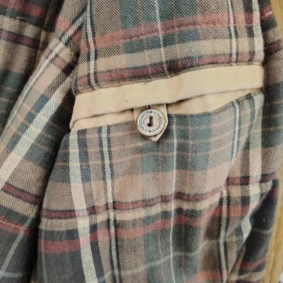 Vintage Woolrich Chore Barn Jacket Plaid Lined Men's Sz XL Tan Suede Collar 90s - Picture 9 of 13
